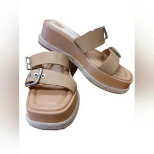 Dolce Vita NWT Square Toe Espadrilles Tan Leather Sandals